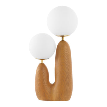Oda 17.75" 2-Light Modern Bohemian Resin/Iron/Frosted Glass Danish Cactus LED Table Lamp - JONATHAN Y